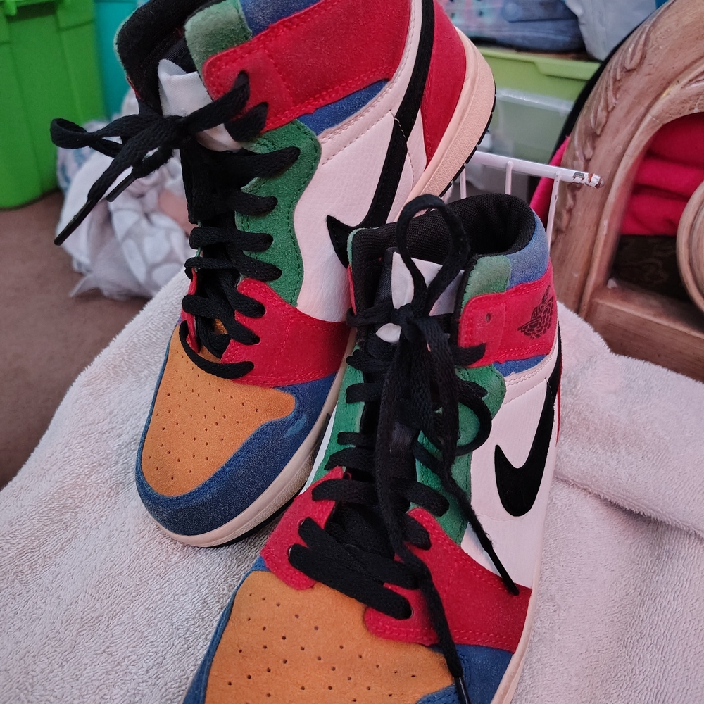 Jordan Red and Blue High-Top Sneakers